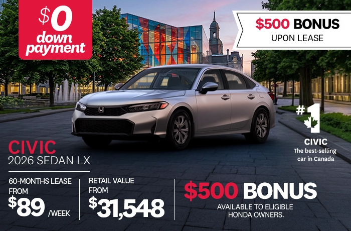 Bannière de Promotion Civic LX 2026